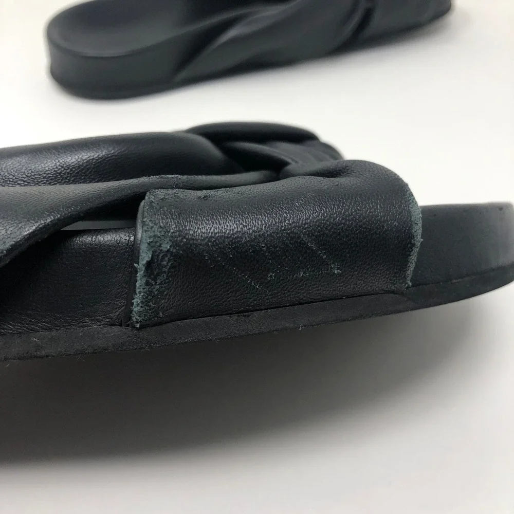 Jenni Kayne Leather Knot Sandal Womens 41 US 10.5 Black Chunky Romantic Boho